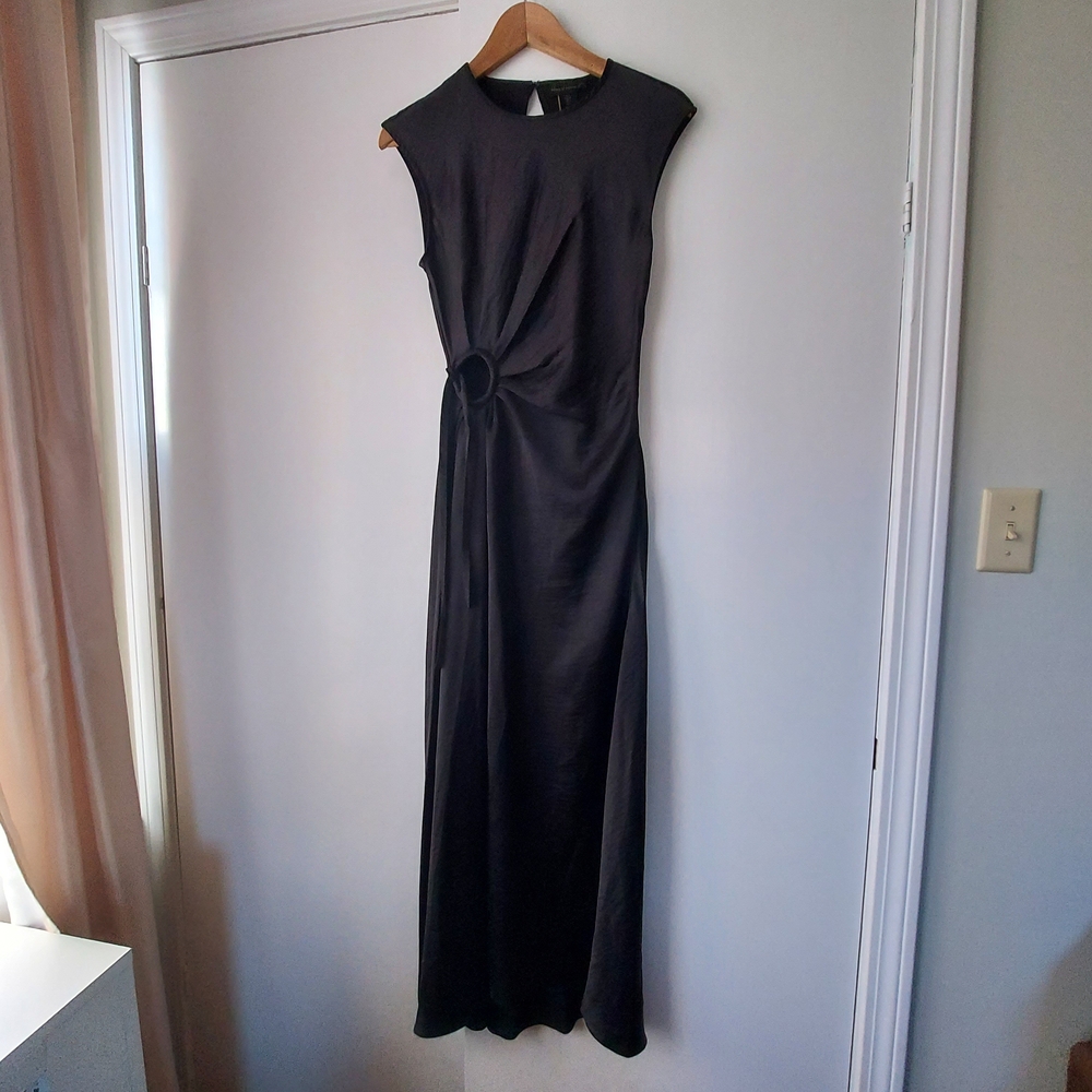 House of Harlow 1960 Elegant Satiny Black Cutout Sleeveless Dress